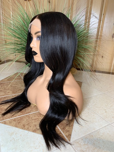 Nikki Natural - Long Soft wave Silky Straight Human Hair wig Transparent Lace Wig