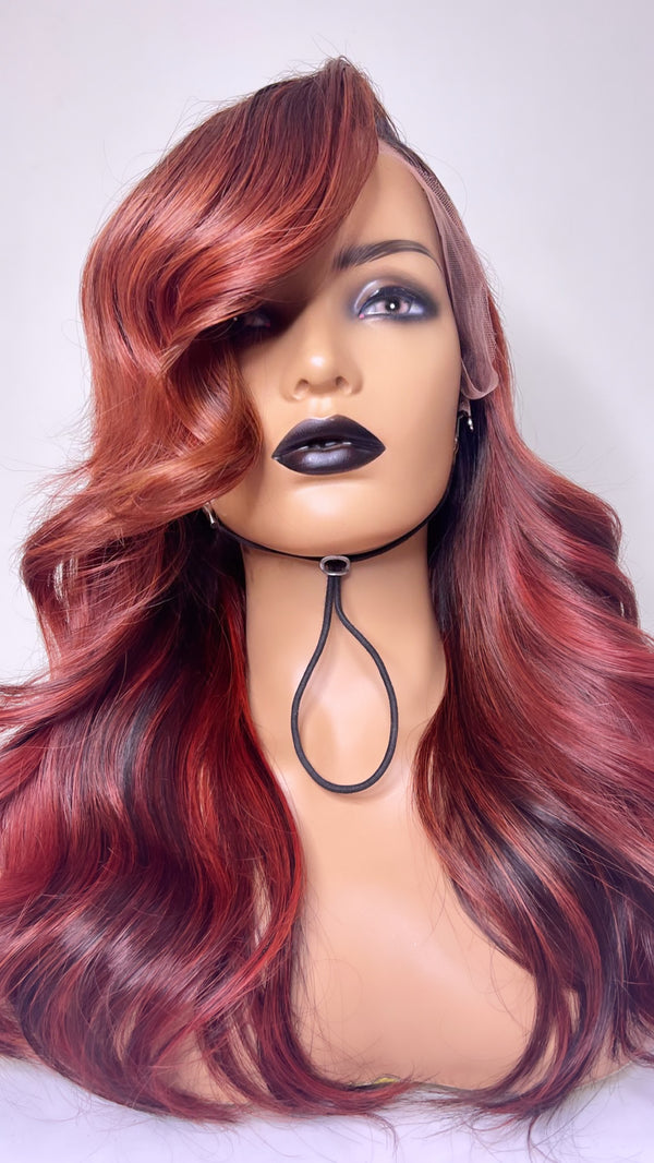 Red Highlighted wig