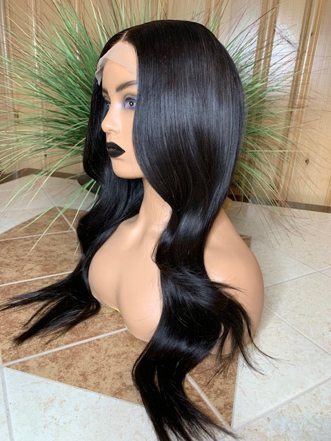 Nikki Natural - Long Soft wave Silky Straight Human Hair wig Transparent Lace Wig