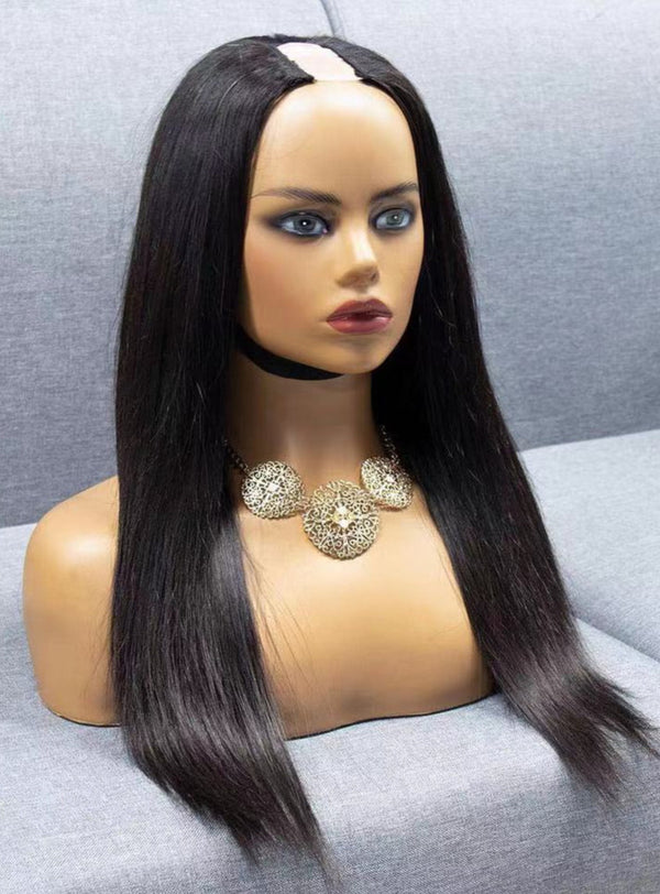 U-Part Wig - Silky striaght Human Hair Natural wig  (2 bundles)